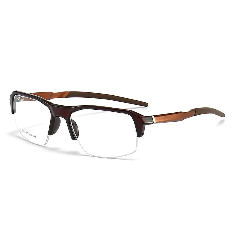 Yimaruili Unisex Semi Rim Square Aluminum Tr 90 Sport Eyeglasses 58578