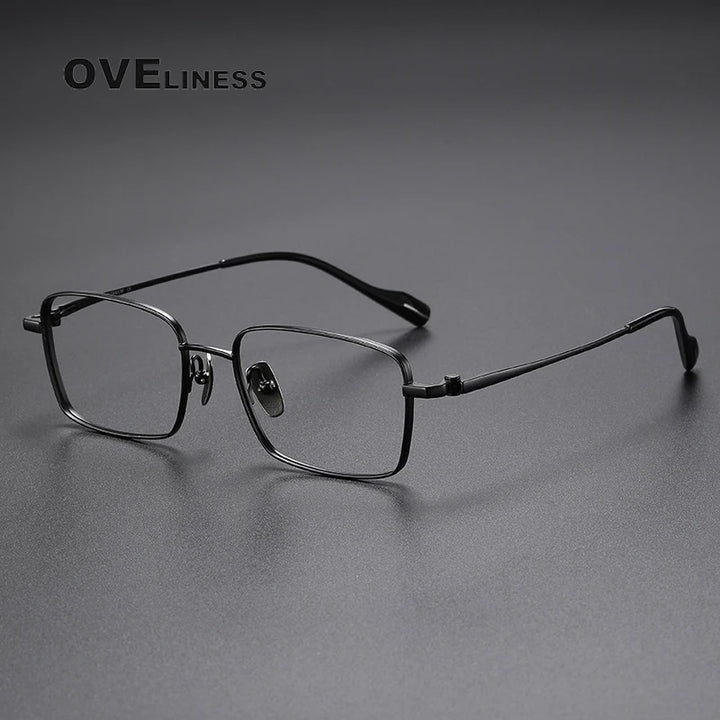 Oveliness Unisex Full Rim Square Titanium Eyeglasses 81015 Full Rim Oveliness black  