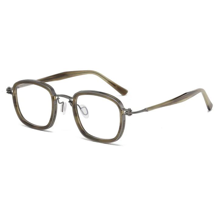 Black Mask Unisex Full Rim Square Titanium Acetate Eyeglasses 45863 Full Rim Black Mask Gray