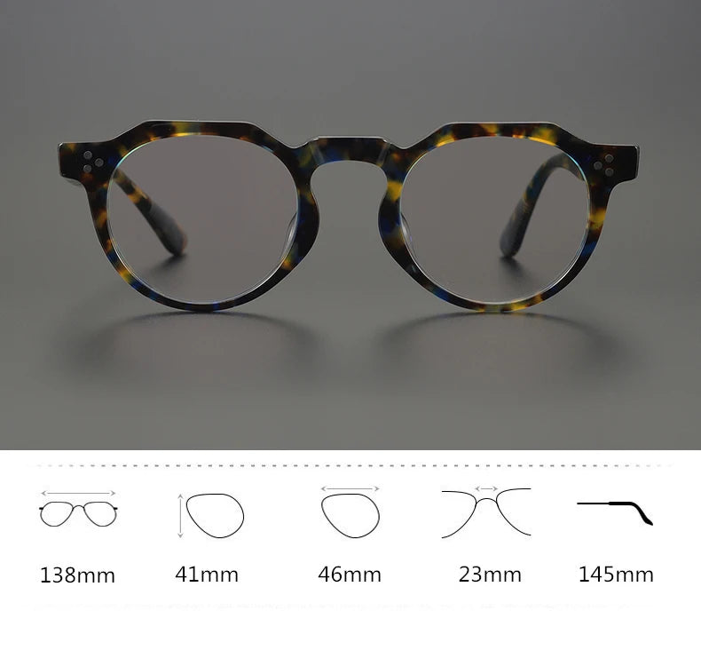 Black Mask Unisex Full Rim Acetate Flat Top Round Eyeglasses V9532 Full Rim Black Mask   