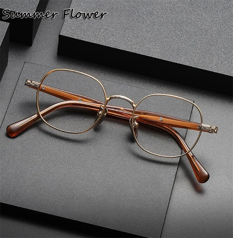 Summer Flower Women's Full Rim Square Oval Titanium Eyeglasses 641465