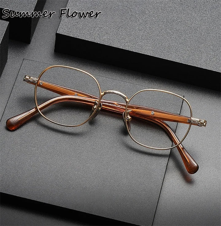 Summer Flower Women's Full Rim Square Oval Titanium Eyeglasses 641465