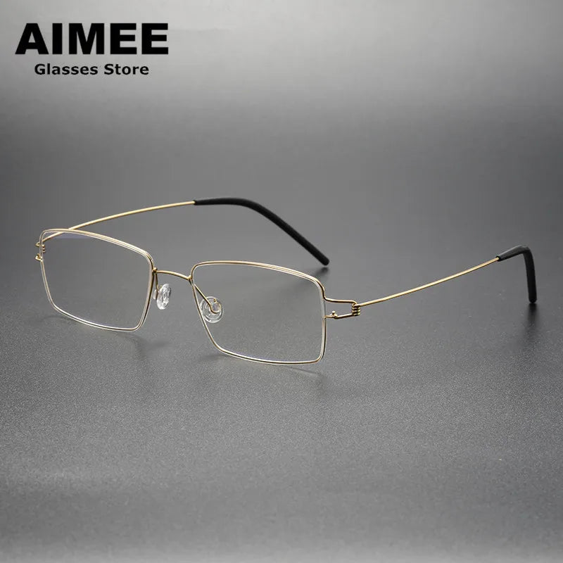 Aimee Unisex Full Rim Square Screwless Titanium Eyeglasses 14911 Full Rim Aimee   