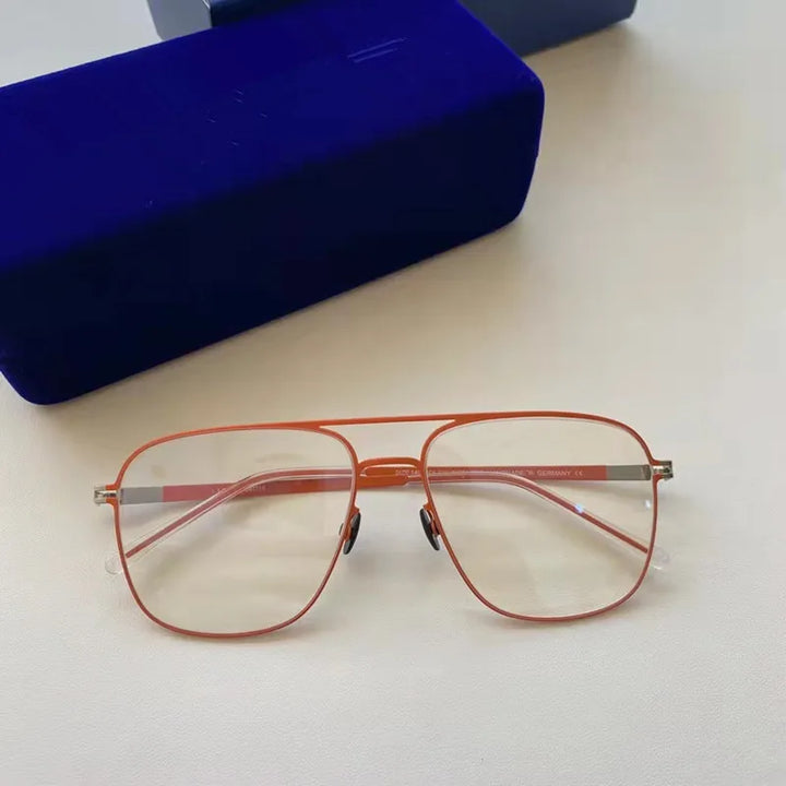 Aimee Unisex Full Rim Square Screwless Stainless Steel Eyeglasses 5418 Full Rim Aimee Orange  