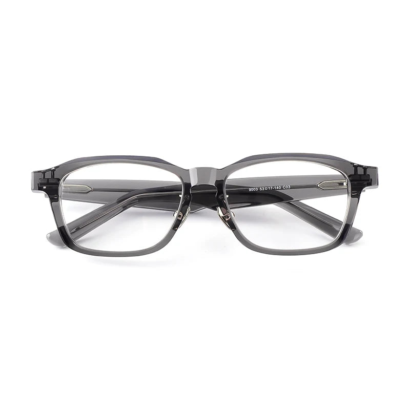 Black Mask Unisex Full Rim Square Acetate Titanium Eyeglasses 369003