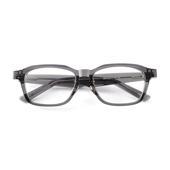 Black Mask Unisex Full Rim Square Acetate Titanium Eyeglasses 369003