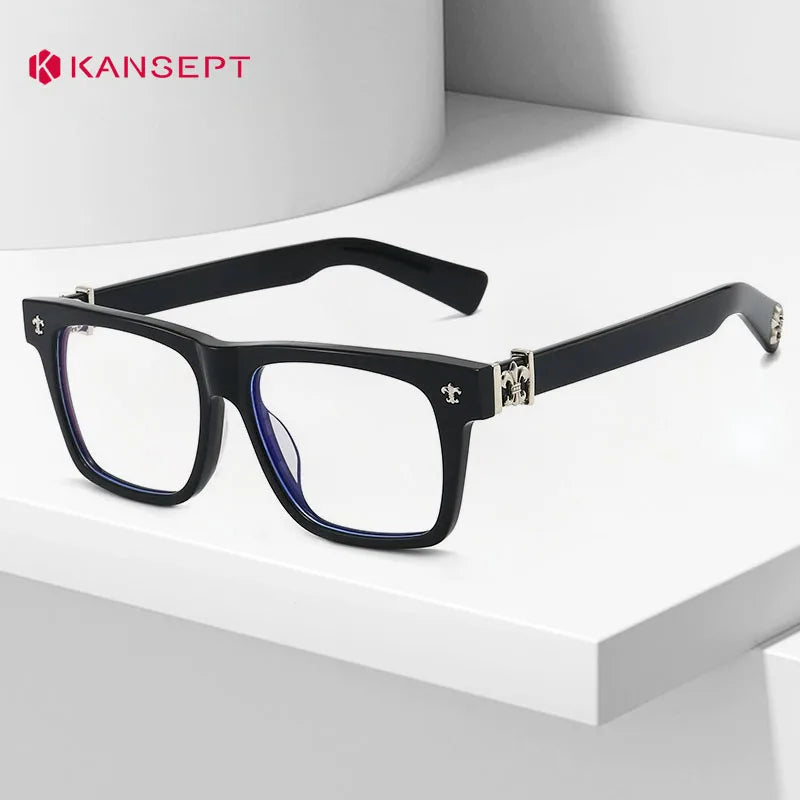 Kansept Men's Full Rim Square Thick Acetate Reading Glasses 742503