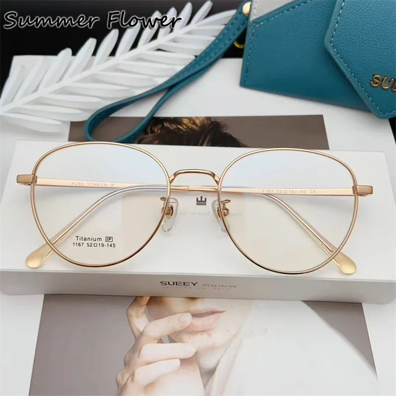 Summer Flower Unisex Full Rim Oval Titanium Eyeglasses 11674