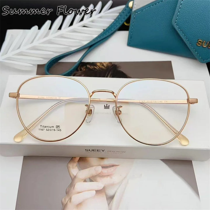 Summer Flower Unisex Full Rim Oval Titanium Eyeglasses 11674