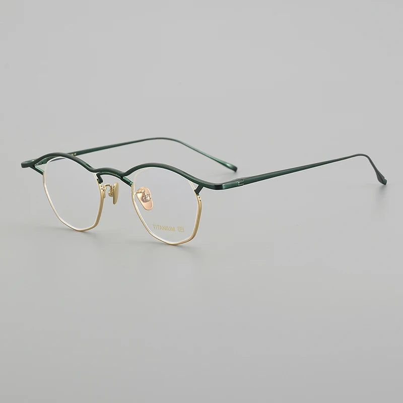 Muzz Unisex Full Rim Small Brow Line Polygon Titanium Eyeglasses Mu004 Full Rim Muzz C6  
