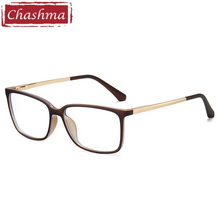 Chashma Men's Full Rim Square Tr 90 Titanium Spring Hinge Eyeglasses 95861 Full Rim Chashma Transparent Brown  