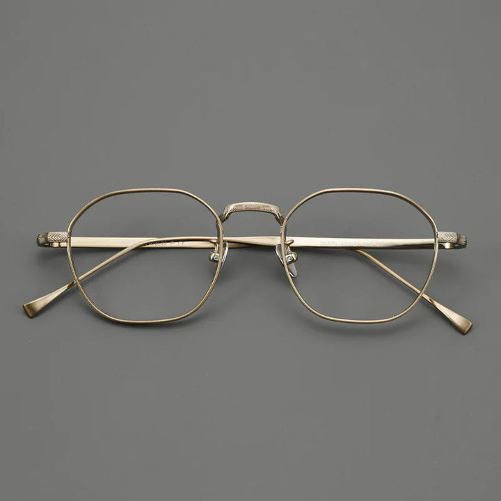 Black Mask Women's Full Rim Polygon Square Titanium Eyeglasses 320867