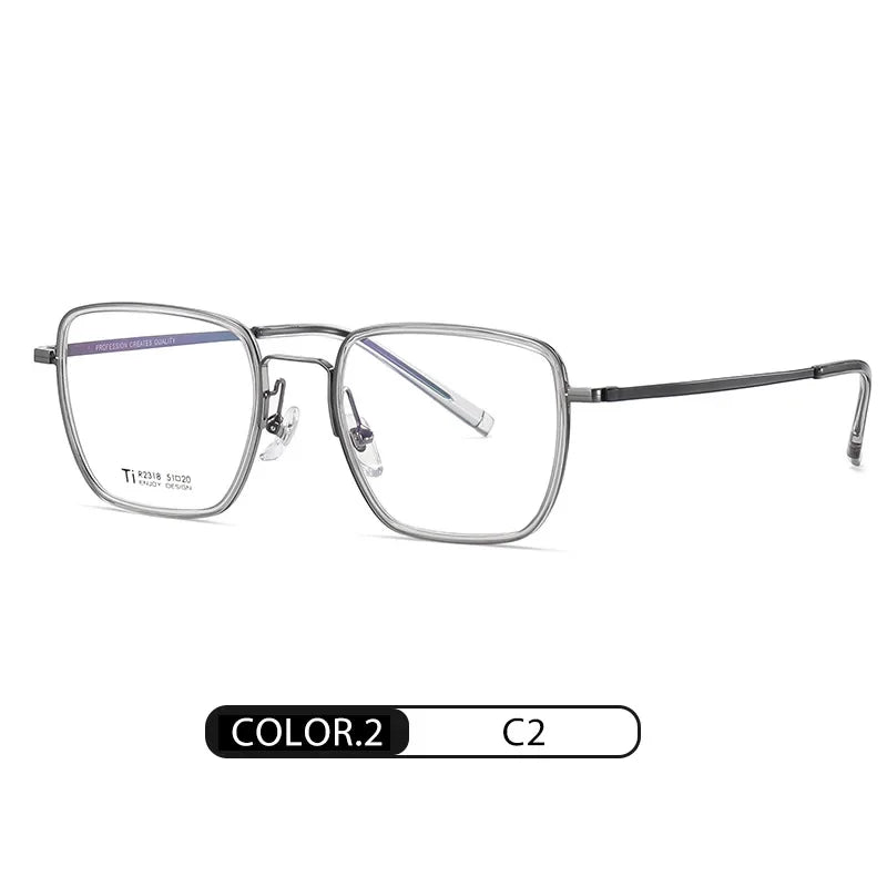 Hotony Unisex Full Rim Square Titanium Eyeglasses R2318 Full Rim Hotony C2  