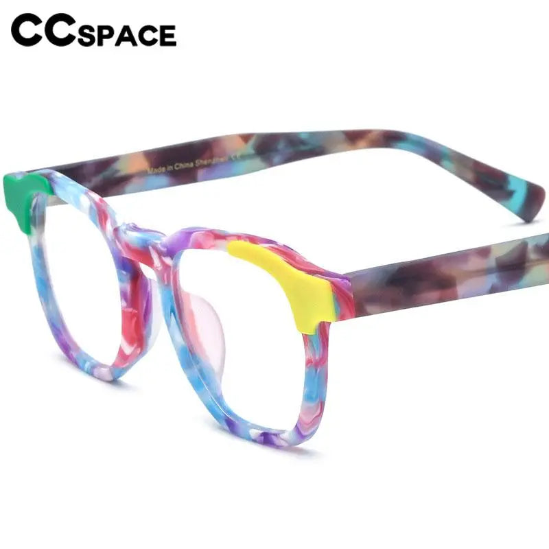 CCSpace Unisex Full Rim Square Acetate Eyeglasses 56973 Full Rim CCspace   