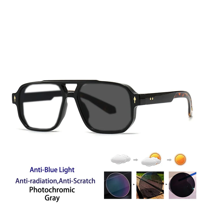 Kocolior Unisex Full Rim Square Double Bridge Tr 90 Alloy Reading Glasses 76061