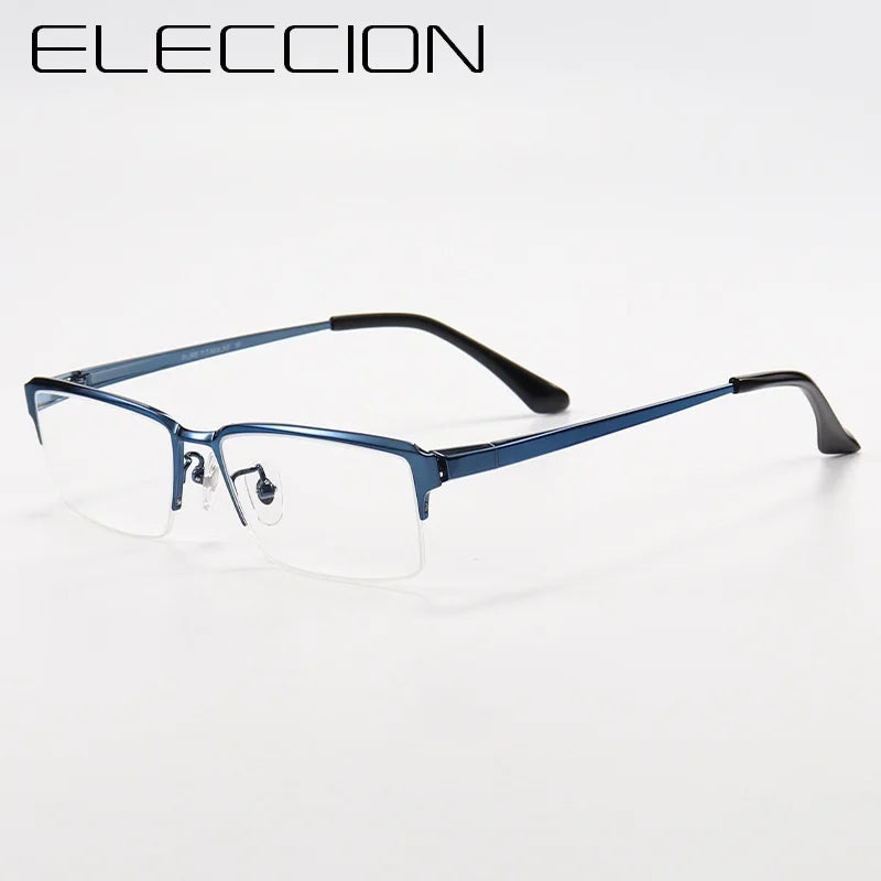 Eleccion Men's Semi Rim Square Titanium Eyeglasses 3118