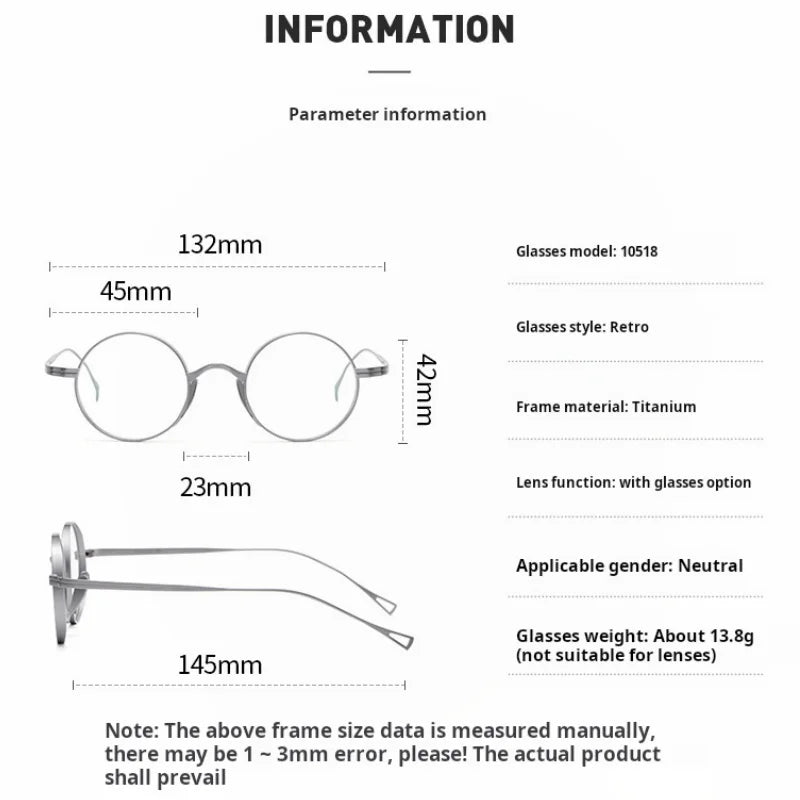 Momoja Women's Full Rim Round Ttitanium Eyeglasses 10518