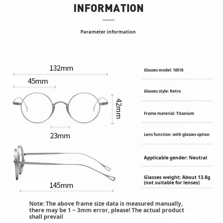 Momoja Women's Full Rim Round Ttitanium Eyeglasses 10518