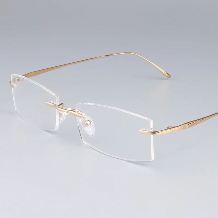 Brightzone Women's Rimless Rectangle Titanium Eyeglasses 713017 Rimless Brightzone Gold