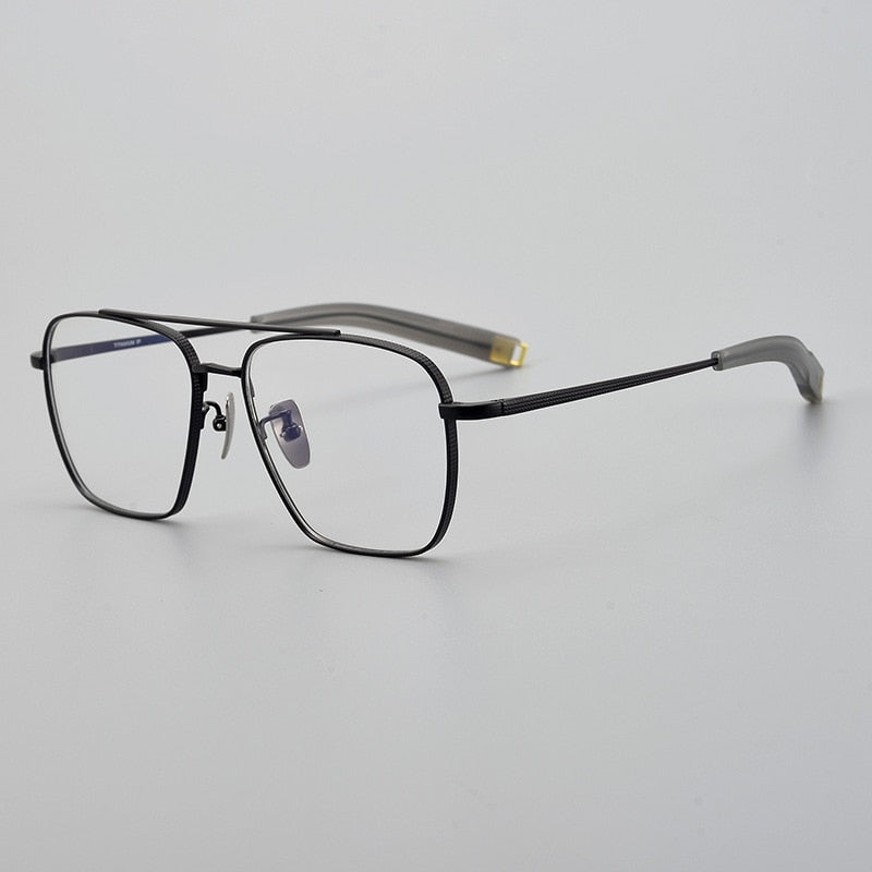 Hdcrafter Men's Full Rim Big Square Double Bridge Titanium Eyeglasses 500041 Full Rim Hdcrafter Eyeglasses   