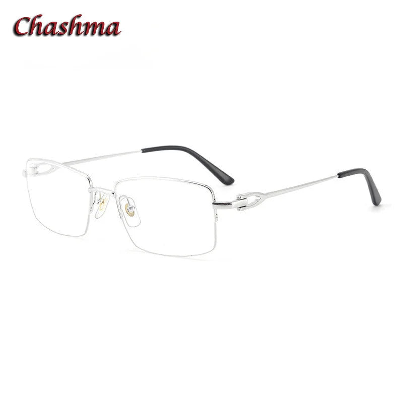 Chashma Ochki Men's Semi Rim Square Titanium Eyeglasses 0319 Semi Rim Chashma Ochki Silver  