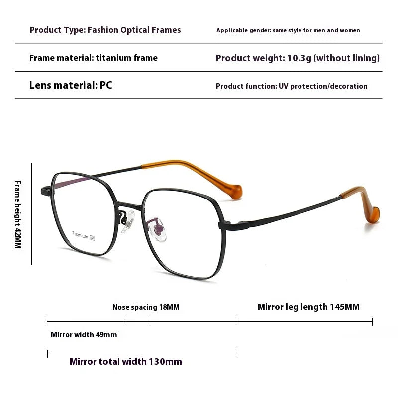 Aror Women's Full Rim Square Polygon Titanium Eyeglasses 495026 Full Rim Aror