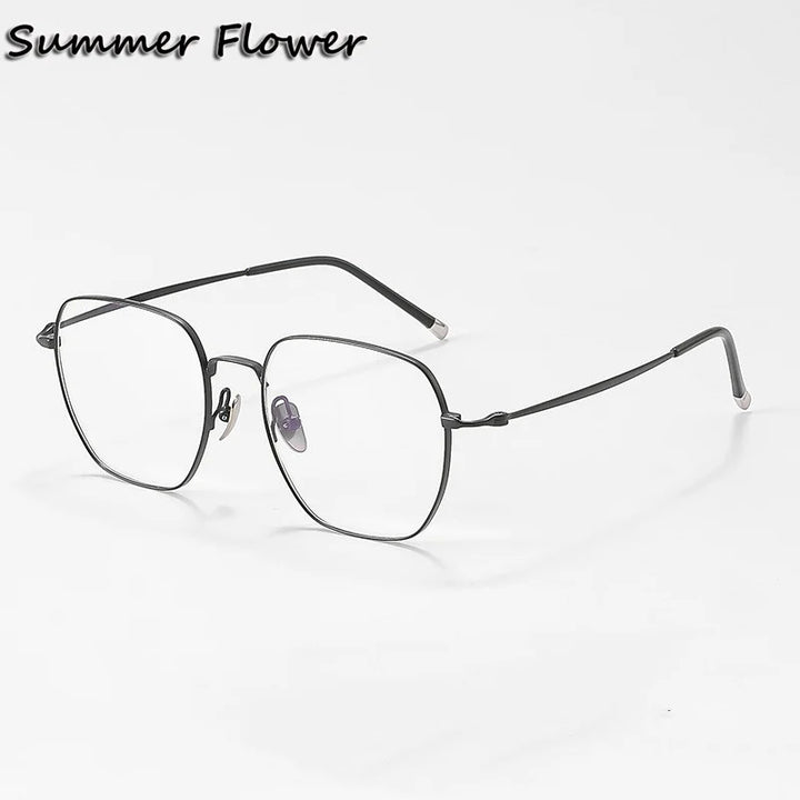 Summer Flower Unisex Full Rim Square Titanium Eyeglasses 818004 Full Rim Summer Flower Black