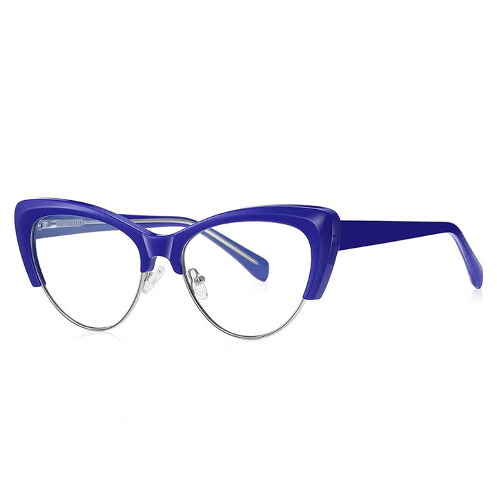 CCspace Unisex Full Rim Square Cat Eye Tr 90 Titanium Eyeglasses 57455 Full Rim CCSpace Blue  