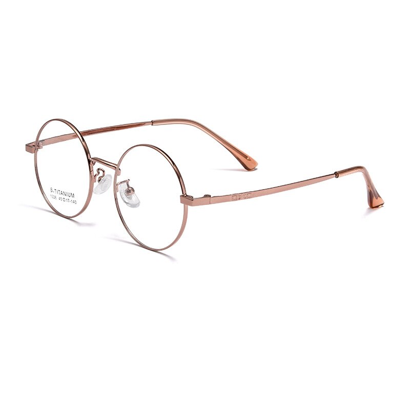 KatKani Unisex Full Rim Small Round Alloy Eyeglasses 1026th Full Rim KatKani Eyeglasses Coffee  