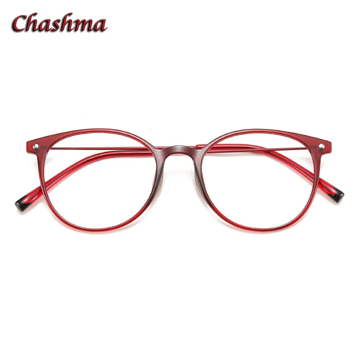 Chashma Ochki Unisex Youth Full Rim Round Ultem Eyeglasses 2149 Full Rim Chashma Ochki Wine Red  