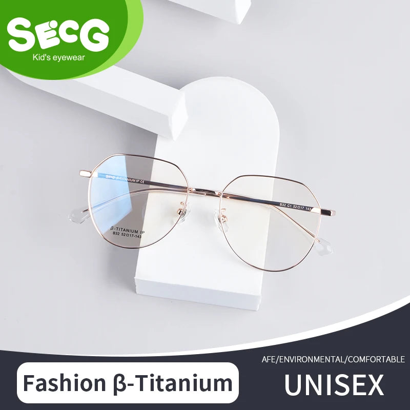 Secg Unisex Full Rim Flat Top Oval Titanium Eyeglasses 0232 Full Rim Secg   