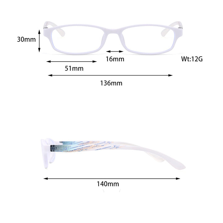 Cubojue Unisex Full Rim Rectangle Tr 90 Titanium Myopic Reading Glasses 9135m Reading Glasses Cubojue   