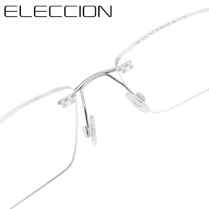 Eleccion Unisex Rimless Square Screwless Titanium Eyeglasses 16016 Rimless Eleccion