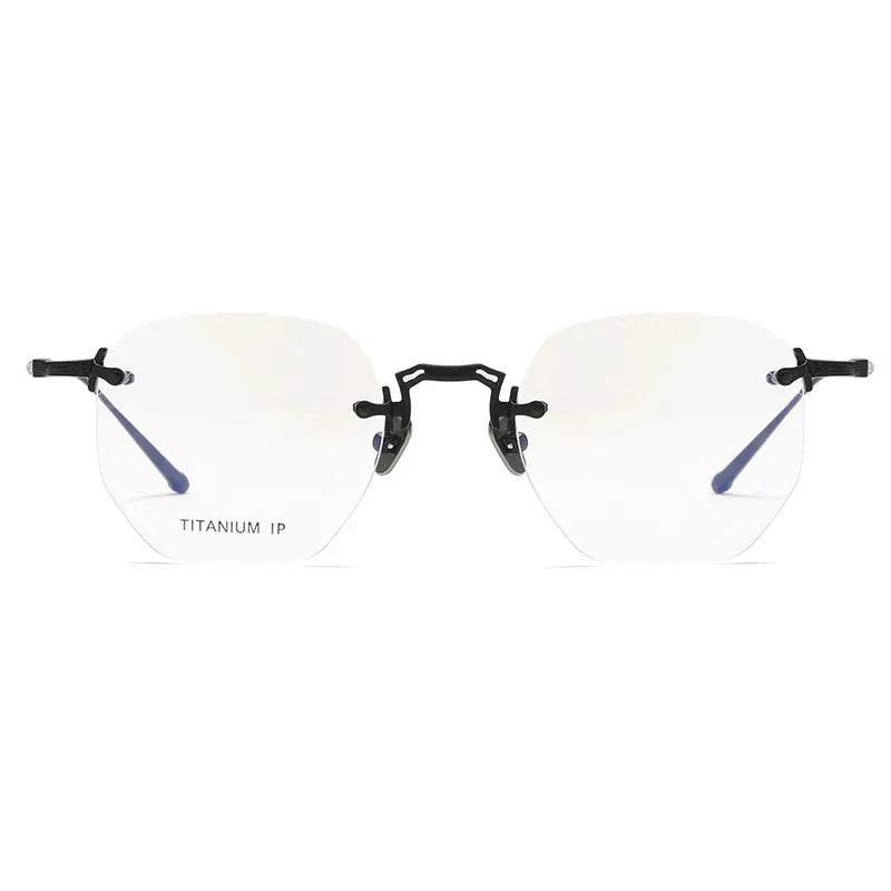 Aimee Men's Rimless Polygon Oval Titanium Eyeglasses 22140 Rimless Aimee   