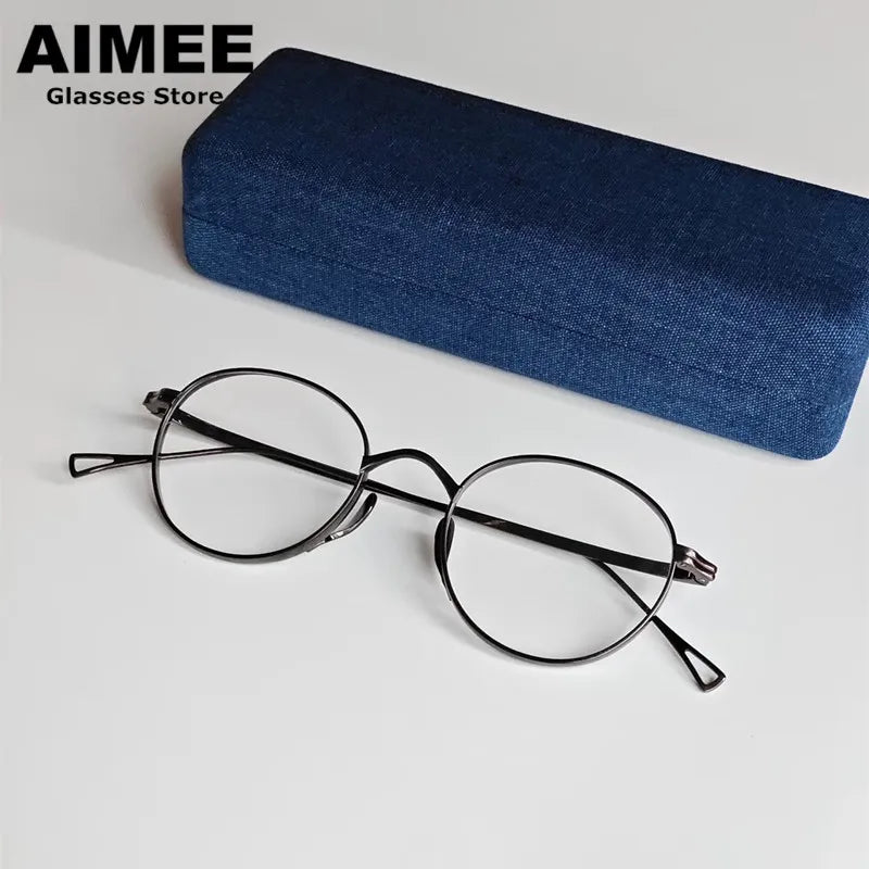 Aimee Unisex Full Rim Oval Titanium Eyeglasses 49113