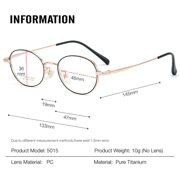 Muzz Unisex Full Rim Oval Square Titanium Acetate Eyeglasses 45015