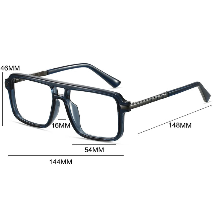 Gatenac Unisex Full Rim Square Double Bridge Tr 90 Titanium Reading Glasses G84004