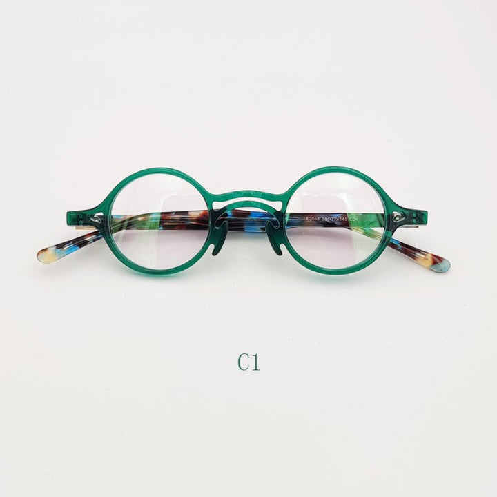 Yujo Unisex Full Rim Small Round Titanium Acetate Eyeglasses Or Polarized Sunglasses Full Rim Yujo C1 China 