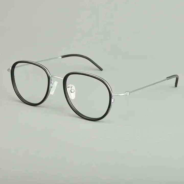 Aimee Unisex Full Rim Oval Round Acetate Titanium Eyeglasses 481505 FuzWeb