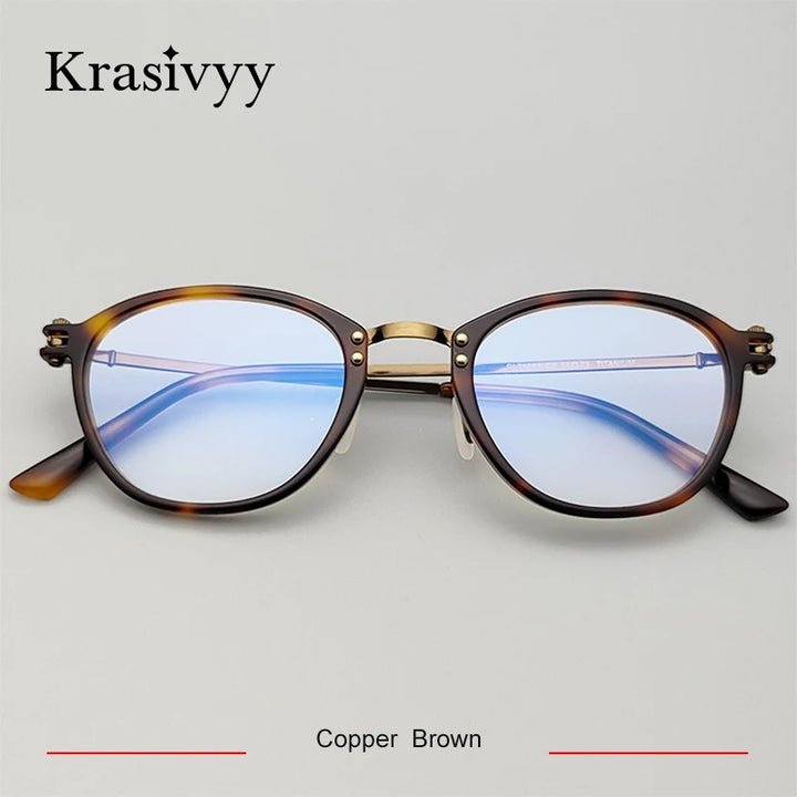 Krasivyy Men's Full Rim Oval Square Acetate Titanium Eyeglasses 35881