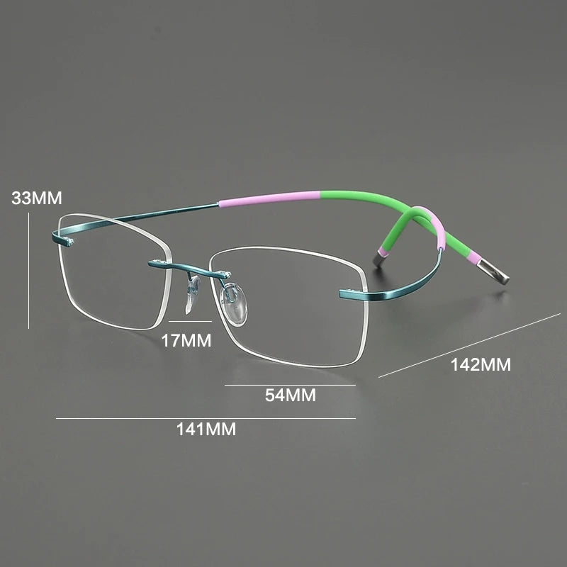 Gatenac Unisex Rimless Square Titanium Eyeglasses G85899