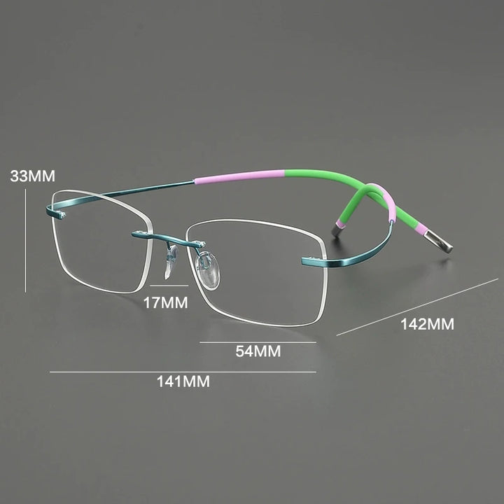 Gatenac Unisex Rimless Square Titanium Eyeglasses G85899