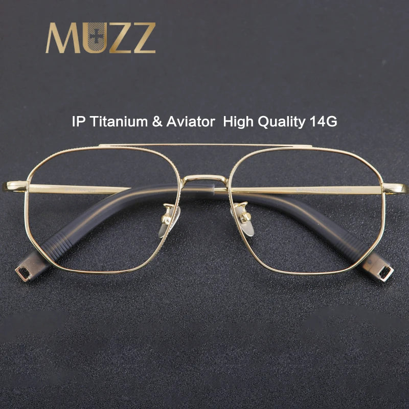 Muzz Unisex Full Rim Square Double Bridge Titanium Eyeglasses M7518 Full Rim Muzz   