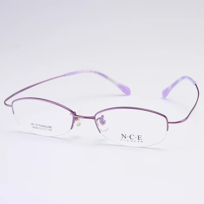 Bclear Women's Semi Rim Oval Square Titanium Eyeglasses 818026