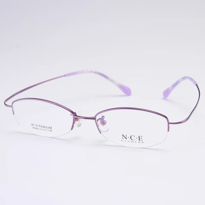 Bclear Unisex Semi Rim Oval Titanium Eyeglasses 180264