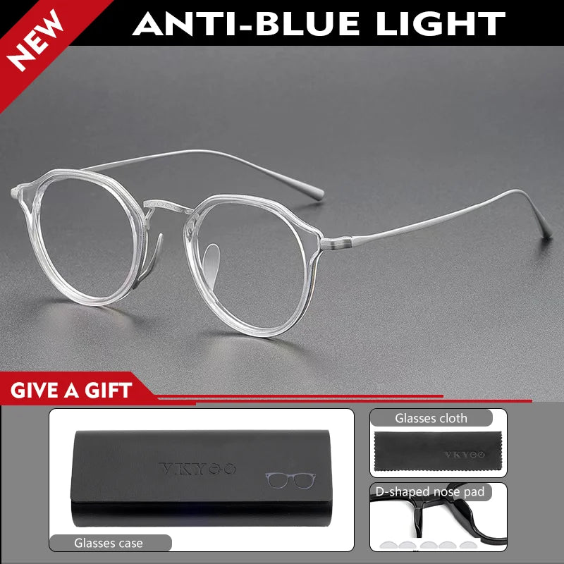 Vicky Unisex Full Rim Round Acetate Blue Light Prescription Eyeglasses KMN1113 - view 9