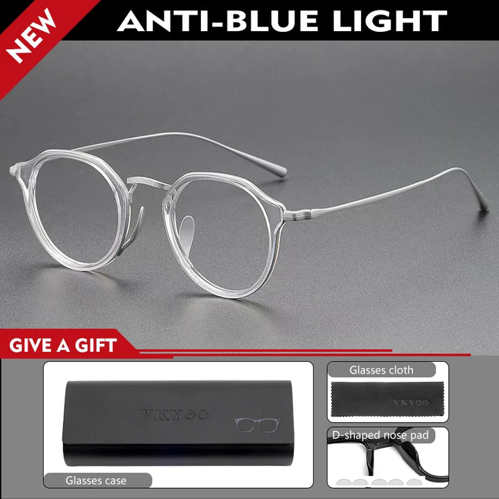 Vicky Unisex Full Rim Round Acetate Blue Light Prescription Eyeglasses KMN1113 - view 9
