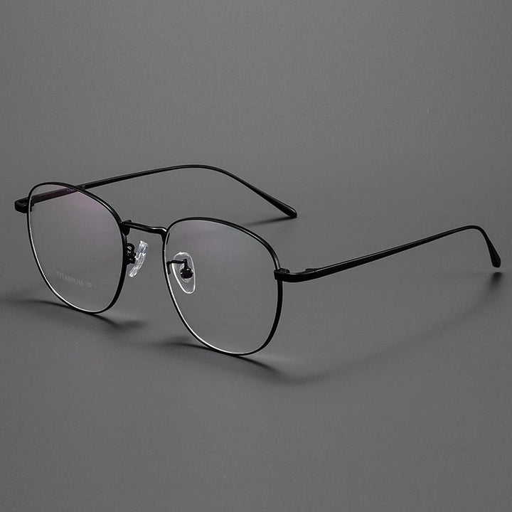 Yimaruili Unisex Full Rim Square Titanium Alloy Eyeglasses Y01052 Full Rim Yimaruili Eyeglasses Black  