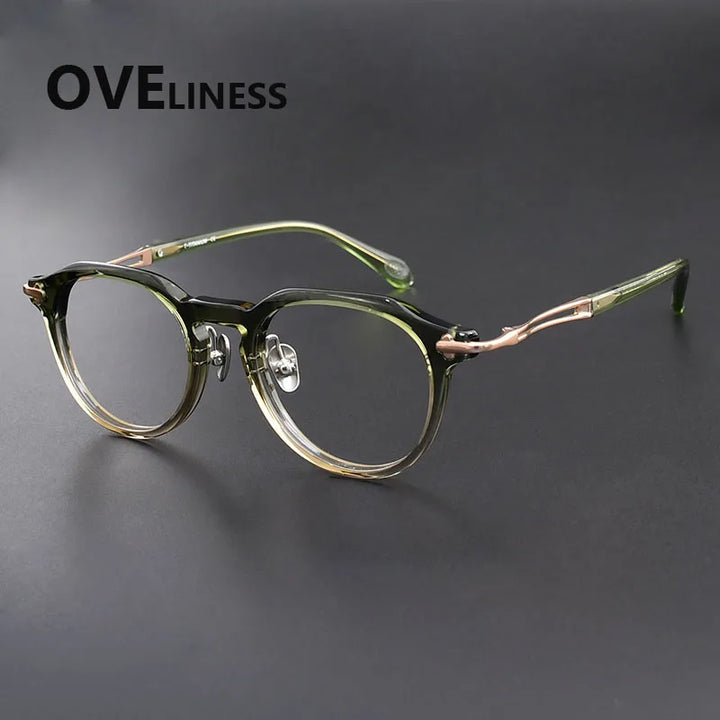 Oveliness Women's Full Rim Oval Square Acetate Titanium Eyeglasses 361389