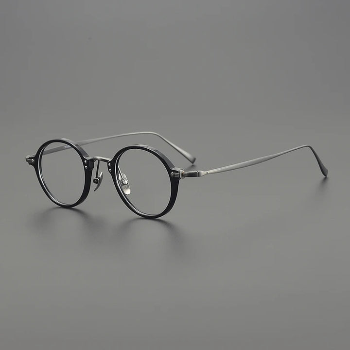 Black Mask Unisex Full Rim Round Titanium Acetate Eyeglasses 635957